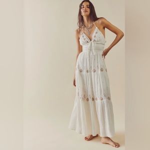 Free People Real Love Embroidered dress in Ivory Combo, size small